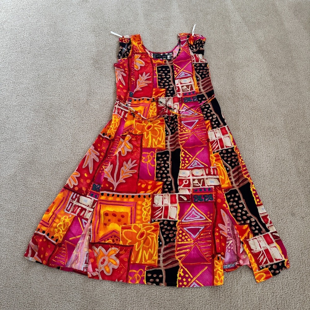 Vintage Jams World Dress Women Large Pink Tropical Hawaiian Maxi Beach Sundress